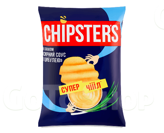 Чипси Chipster&#039;s хвилясті зі смаком сирного соусу з цибулею