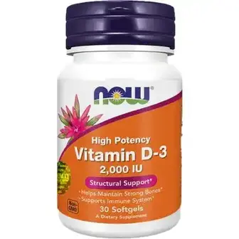 Вітамінна добавка Now Foods Вітамін D3 2000 МО у м'яких капсулах №30