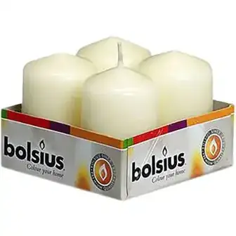 Свічка Bolsius стовпчик 40х60мм кремова 4 шт
