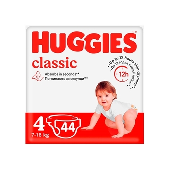 Підгузники дитячі гігієнічні 44 шт Huggies Classic (4) 