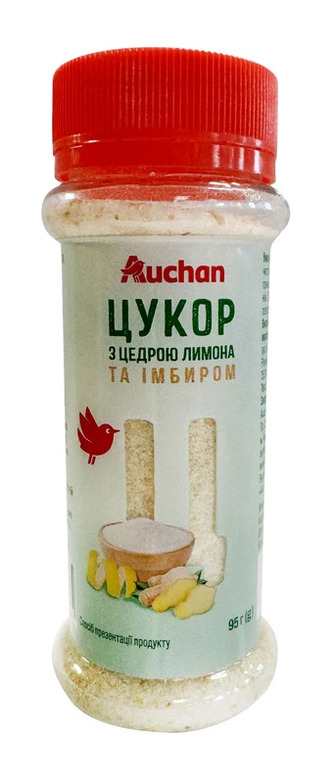 Цукор Auchan з цедрою лимона та імбирем, 95г