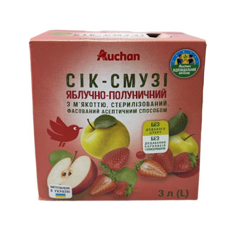 Сік-смузі Auchan яблучно-полуничний 3 л (4823090133825)