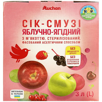 Сік-смузі Auchan яблучно-ягідний 3 л (4823090132064)