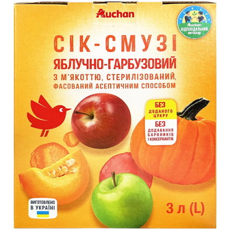 Сік-смузі Auchan яблучно-гарбузовий 3 л (4823090132071)