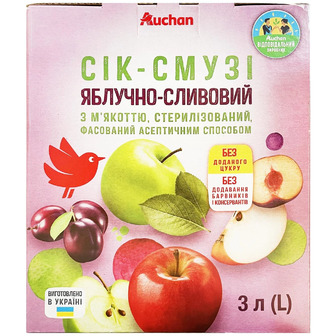 Сік-смузі Auchan яблучно-сливовий 3 л (4823090132095)