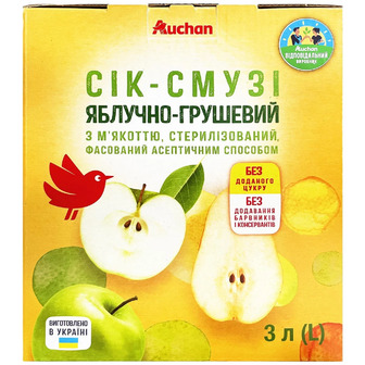 Сік-смузі Auchan яблучно-грушевий 3 л (4823090132088)