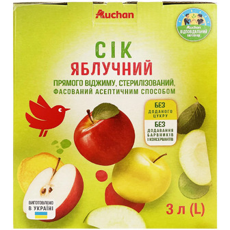 Сік Auchan яблучний 3 л (4823090132040)