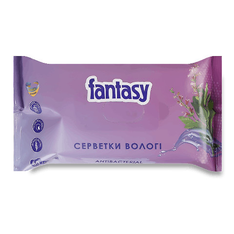 Серветки вологі Fantasy Antibacterial 60шт