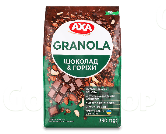 Гранола AXA хрустка з шоколадом та горіхами 330г