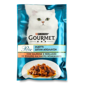 Корм для котів Gourmet Perle Duo лосось-сайда, 85г