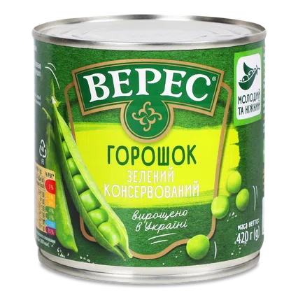 Горошок «Верес» зелений із мозкових сортів, 420г