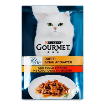 Корм для котів Gourmet Perle Duo курка-яловичина, 85г