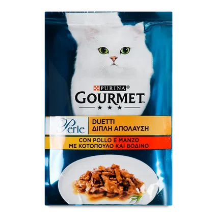 Корм для котів Gourmet Perle Duo курка-яловичина, 85г