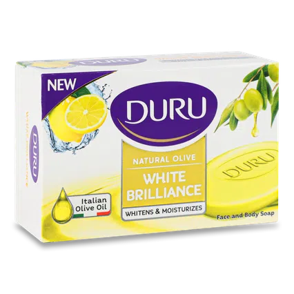 Мило Duru Natural Olive White Brillian з екстрактом папаї та лимона, 90г