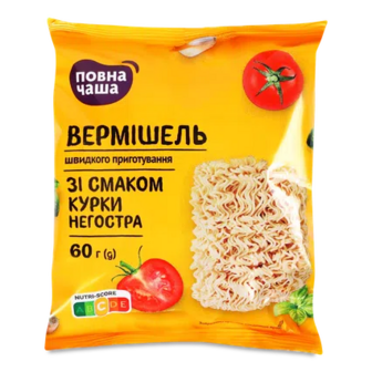 Вермішель швидкого приготування «Повна Чаша»® зі смаком курки негостра, 60г