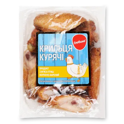 Продукт з м’яса птиці Глобино Крильця курячі к/в, 100г