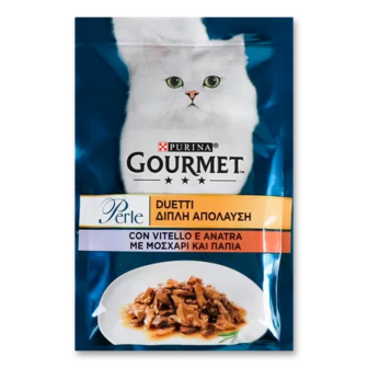 Корм для котів Gourmet Perle Duo телятина-качка, 85г