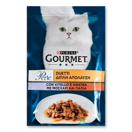 Корм для котів Gourmet Perle Duo телятина-качка, 85г