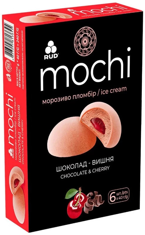 Мороженое Mochi шоколад-вишня Рудь, 6х40 г