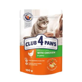 Корм для котів Club 4 Paws з куркою в соусі 100г