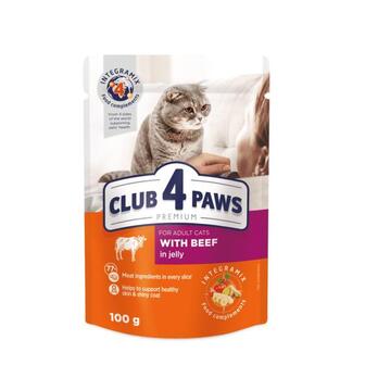 Корм для котів Club 4 Paws Premium з яловичиною в желе 100г