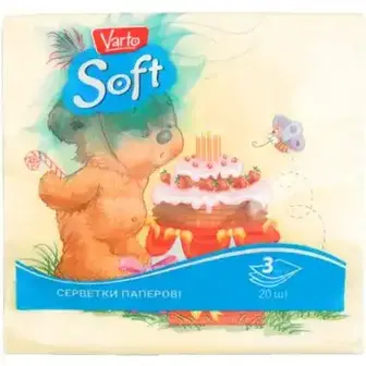 Серветки столові Varto Soft з малюнком 3-х шарові 20 шт.