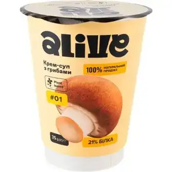 Крем-суп Alive з грибами швидкого приготування 35 г