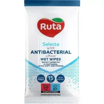 Серветки вологі Ruta Selecta Antibacterial 15 шт