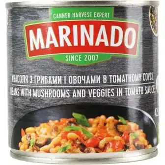 Квасоля з грибами Marinado в томатному соусі 425 г