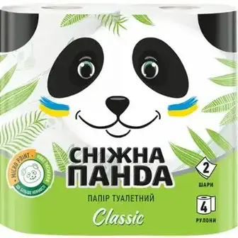 Папір туалетний Сніжна панда Classic 2-х шаровий 4 шт