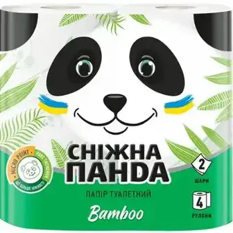 Папір туалетний Сніжна панда Bamboo 2-х шаровий 150 аркушів 4 шт