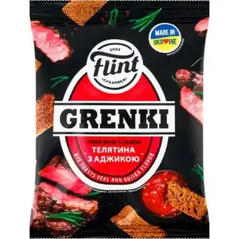Грінки Flint житні зі смаком телятини з аджикою 110 г