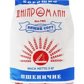 Борошно пшеничне Дніпромлин вищого сорту 5 кг