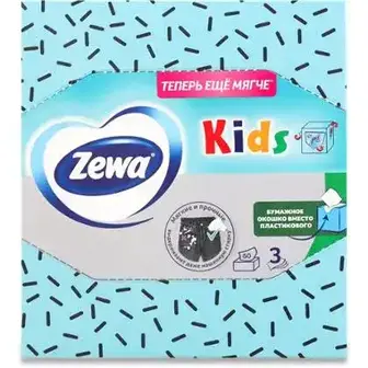 Серветки косметичні Zewa Kids 3D Box тришарові 60 шт.