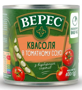 Квасоля Верес в томатному соусі 400г ж/б