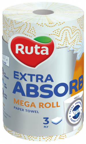 Рушники паперові рулонні Ruta Extra Absorb Mega Roll Білий, 1 шт.