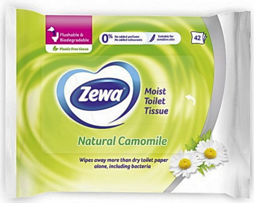 Вологий туалетний папір Zewa Natural Camomile c ароматом ромашки 42 шт