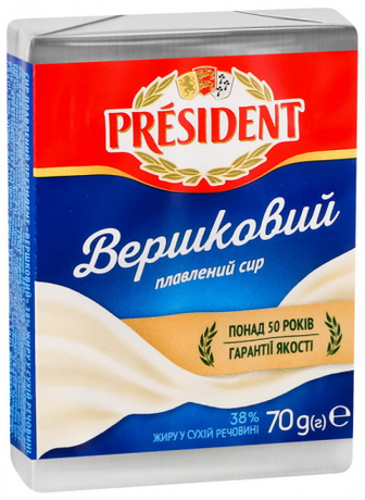 Сир President плавлений вершковий 38% 70г