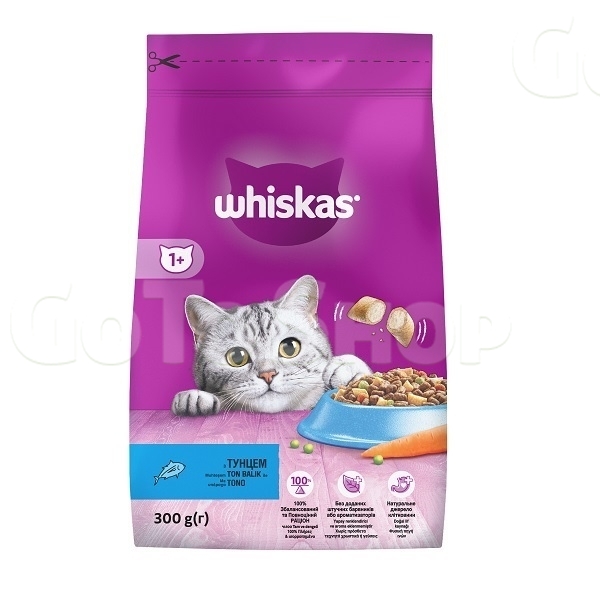 Корм 300 г Whiskas сухий для дорослих котів з тунцем м/уп 