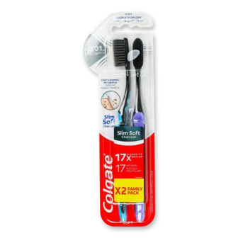 Щітка зубна Colgate Slim Soft Charcoal, 2шт