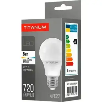 Лампа Titanum LED A60 8W E27 4100K