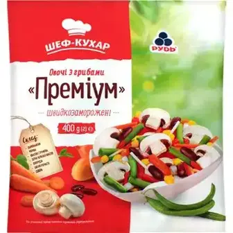 Овочі з грибами Рудь Преміум заморожені 400 г