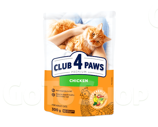 Корм для котів Club 4 Paws з куркою сухий 300г