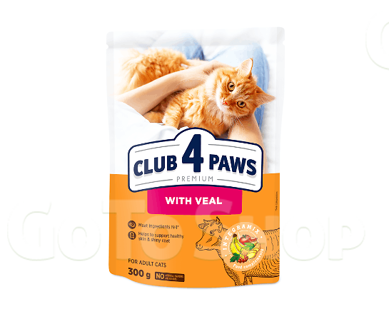 Корм для котів Club 4 Paws з телятиною сухий 300г