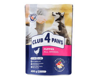 Корм для цуценят Club 4 Paws з високим вмістом курки сухий 400г