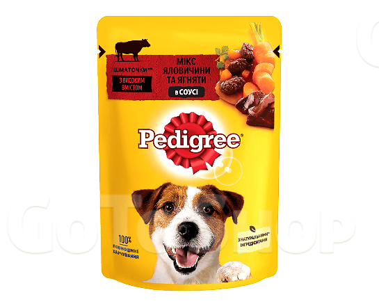 Корм для собак Pedigree яловичина-ягня в соусі 100г