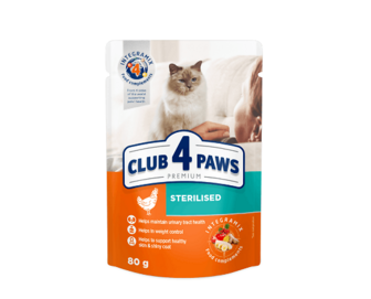 Корм для стерилізованих котів Club 4 Paws з куркою 80г