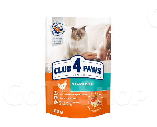 Корм для стерилізованих котів Club 4 Paws з куркою 80г