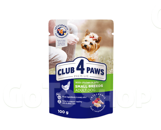 Корм для собак малих порід Club 4 Paws з куркою в желе 100г