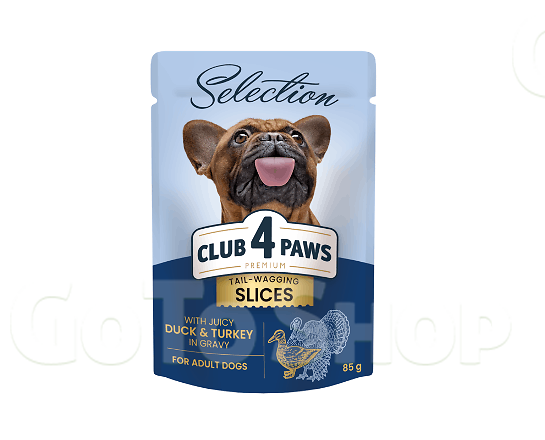 Корм для собак Club 4 Paws Selection качка-індичка в соусі 85г